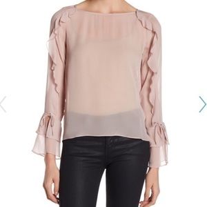 NWT Lucky Brand Pink Ruffle Blouse size L